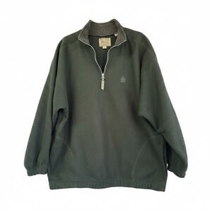 Vintage Bugle Boy 1/4 Zip Fleece Sweater Men’s Size XL Green Elastic Waist